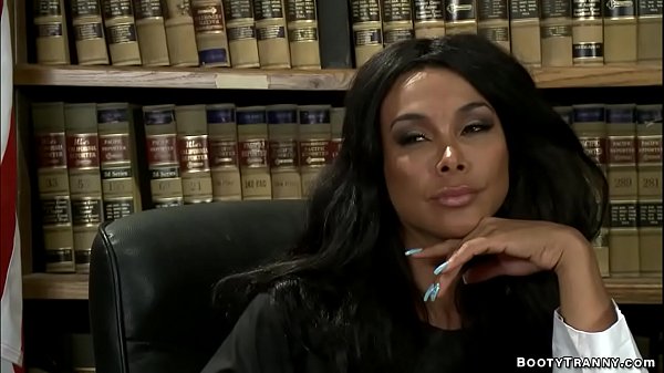 Big-chested TS judge rectal fucks offender